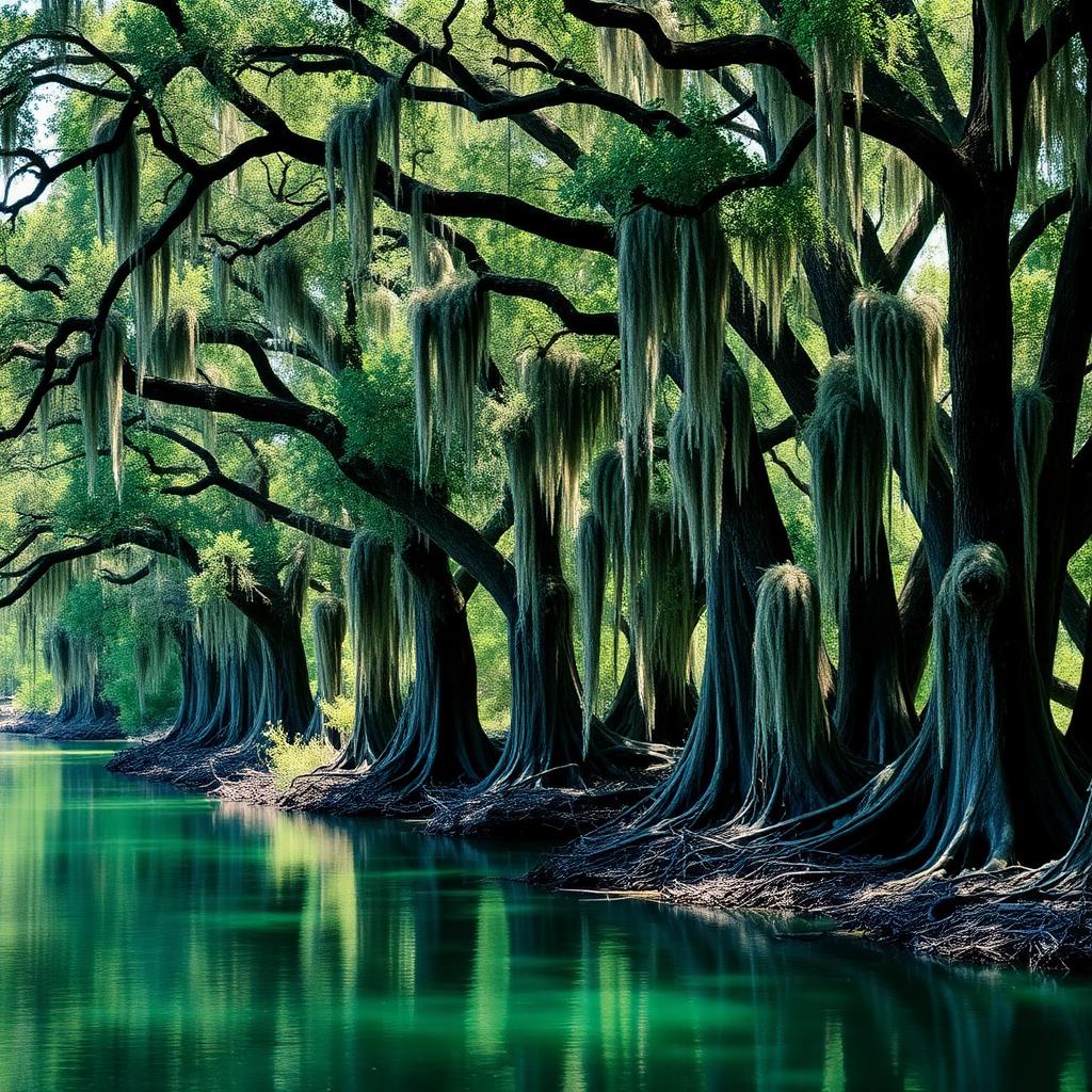Dense grove of bald cypress trees along a Texas bayou