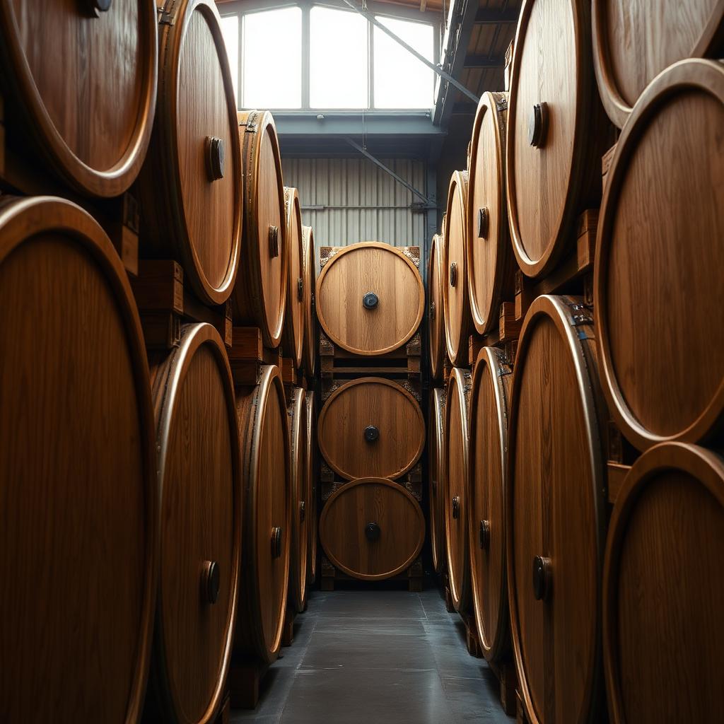 Stacked wooden storage vaults inside a Houston warehouse